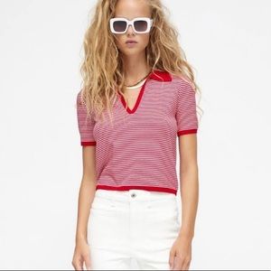 Zara red knit polo